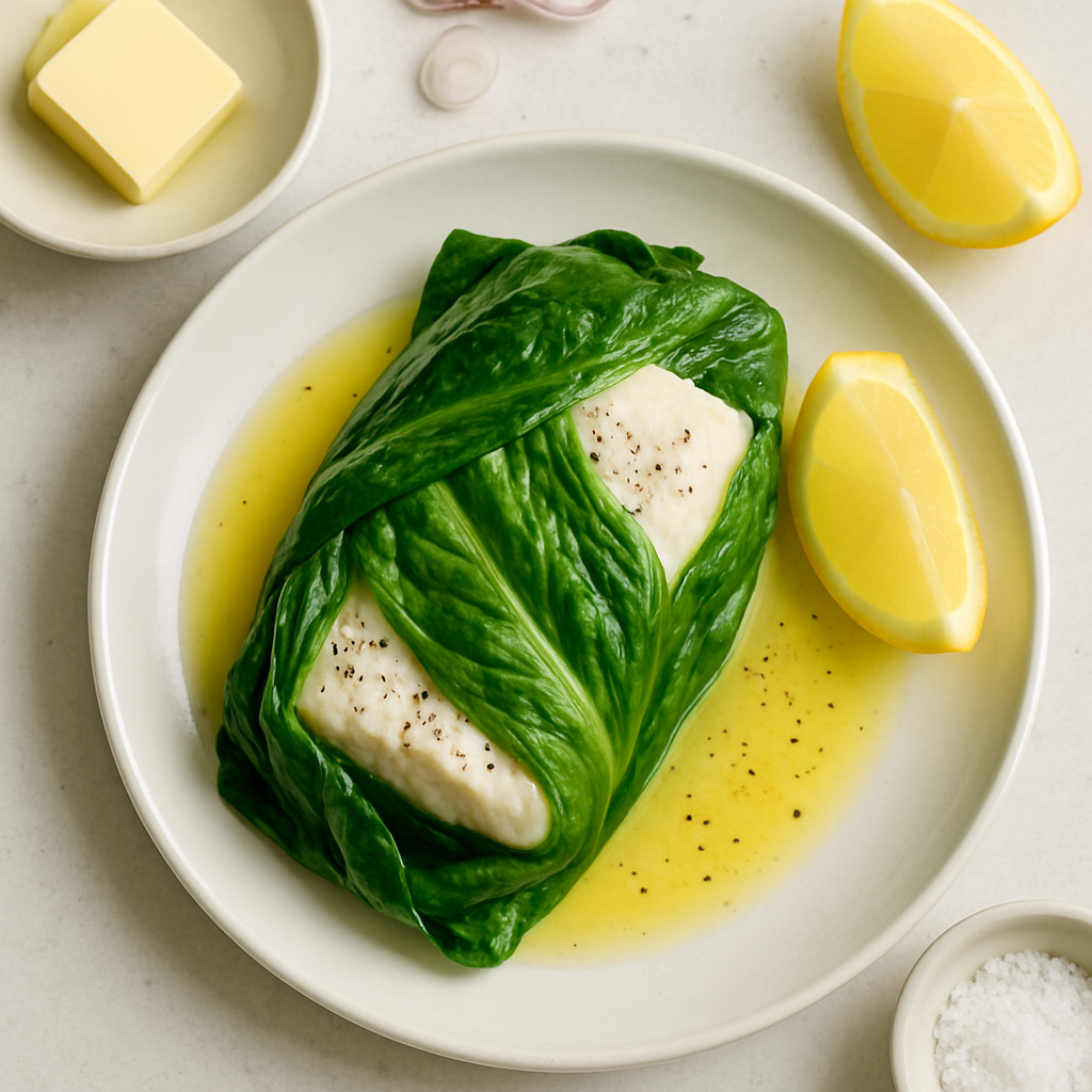 Romaine-Wrapped Halibut