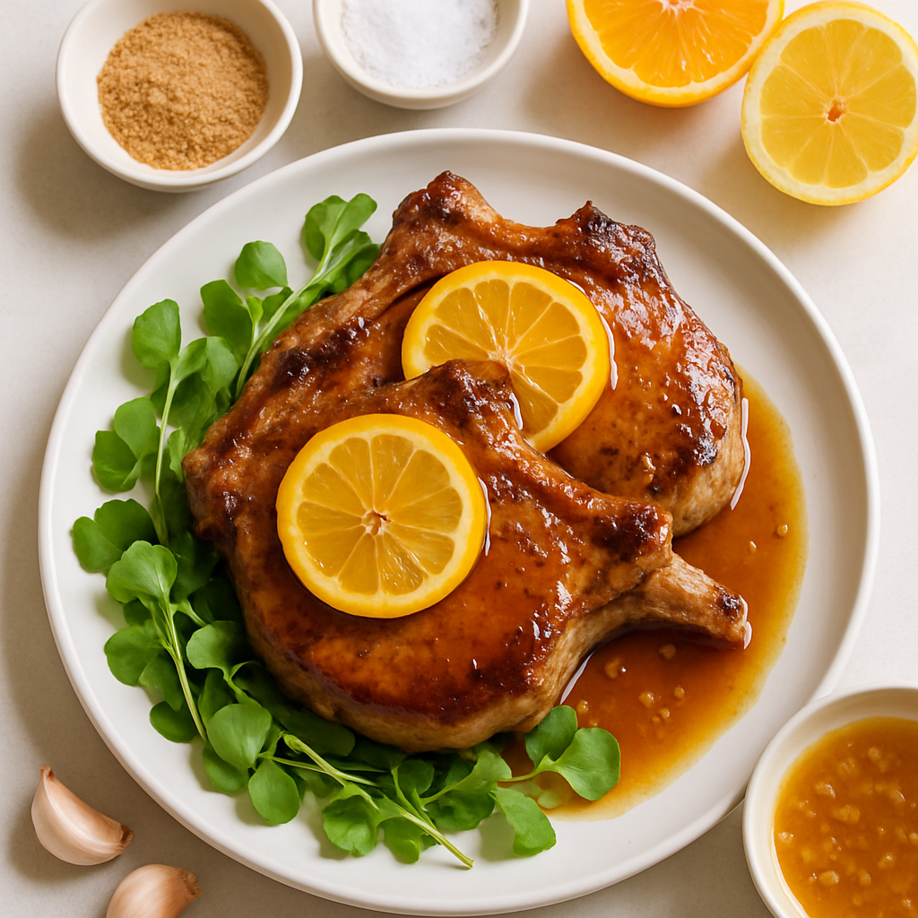 Citrus-Glazed Pork Chops With Watercress