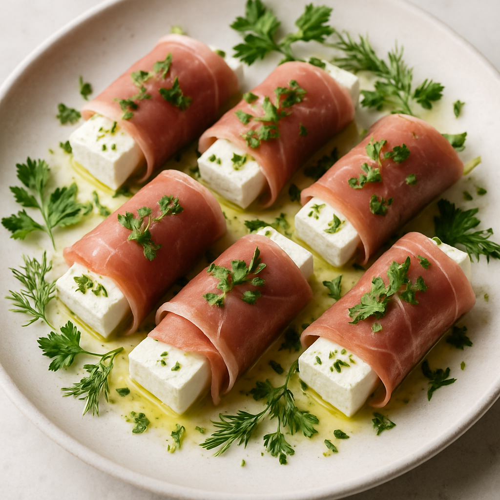 Rollos de Feta y Prosciutto (Involtini)