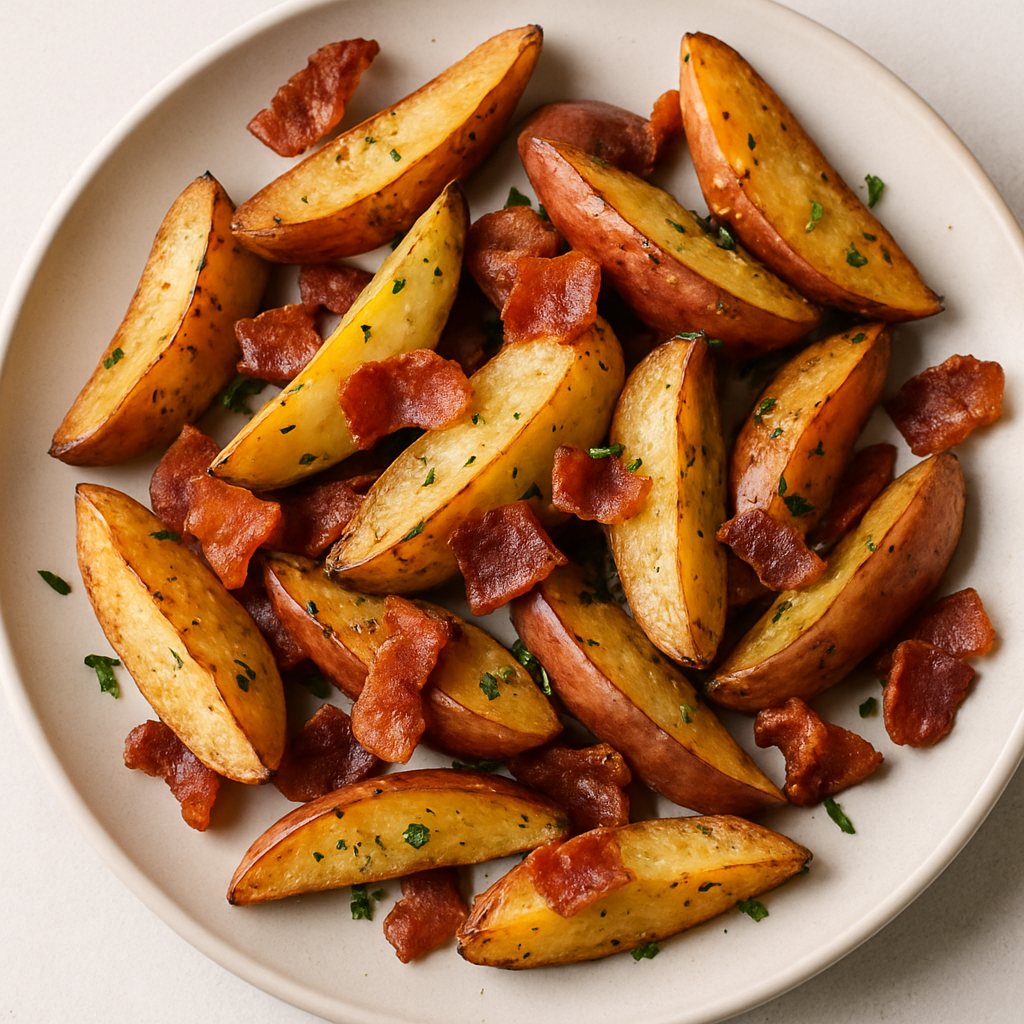Cuñas de Papas Asadas al Horno con Grasa de Tocino