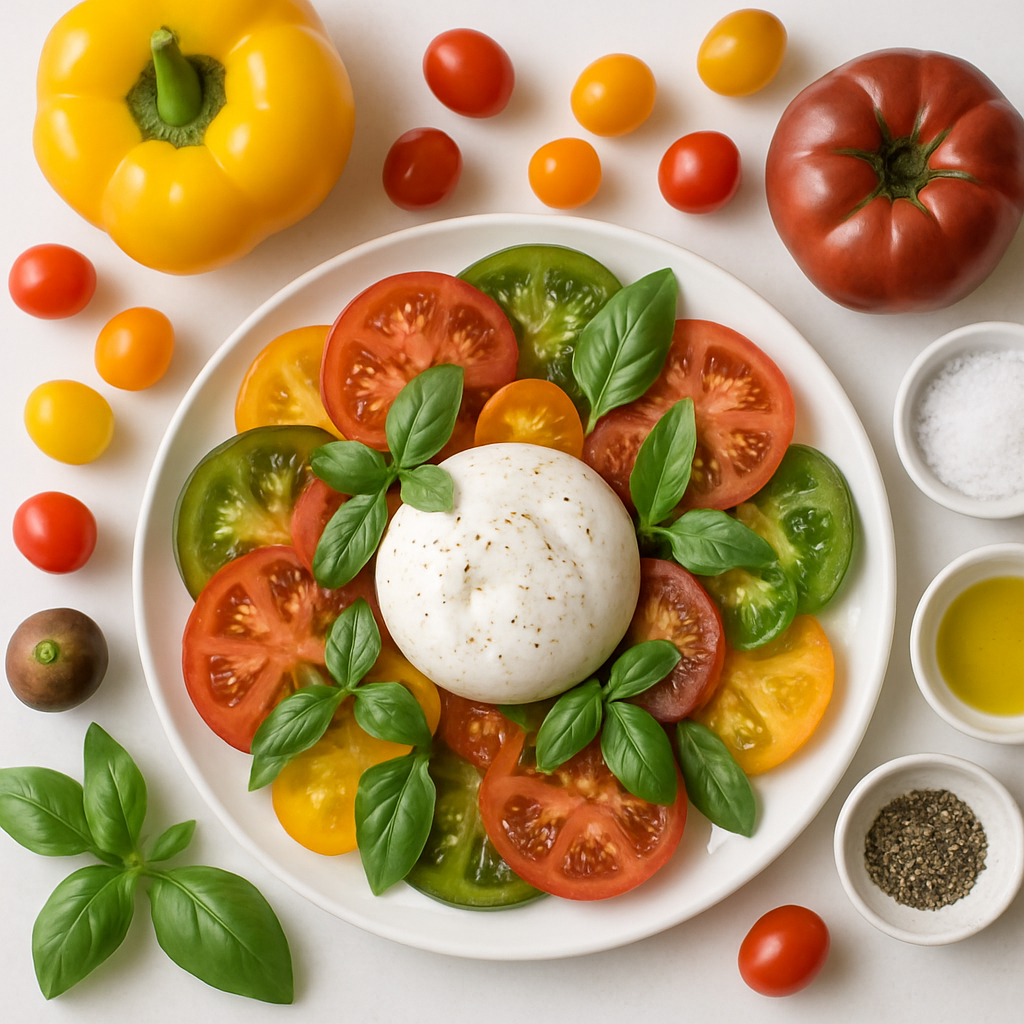 Ensalada de Tomate, Albahaca y Burrata