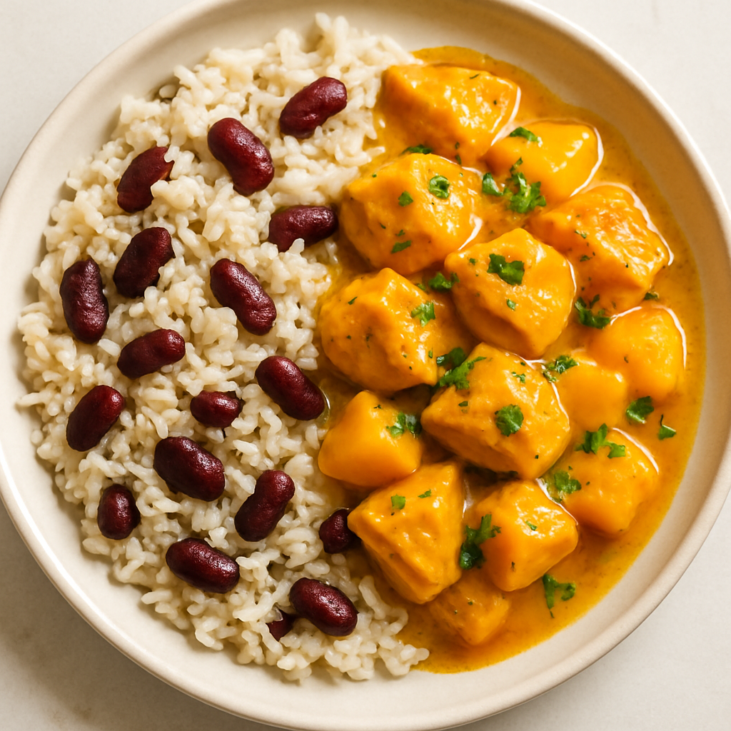 Rice & Peas with Mango Chicken