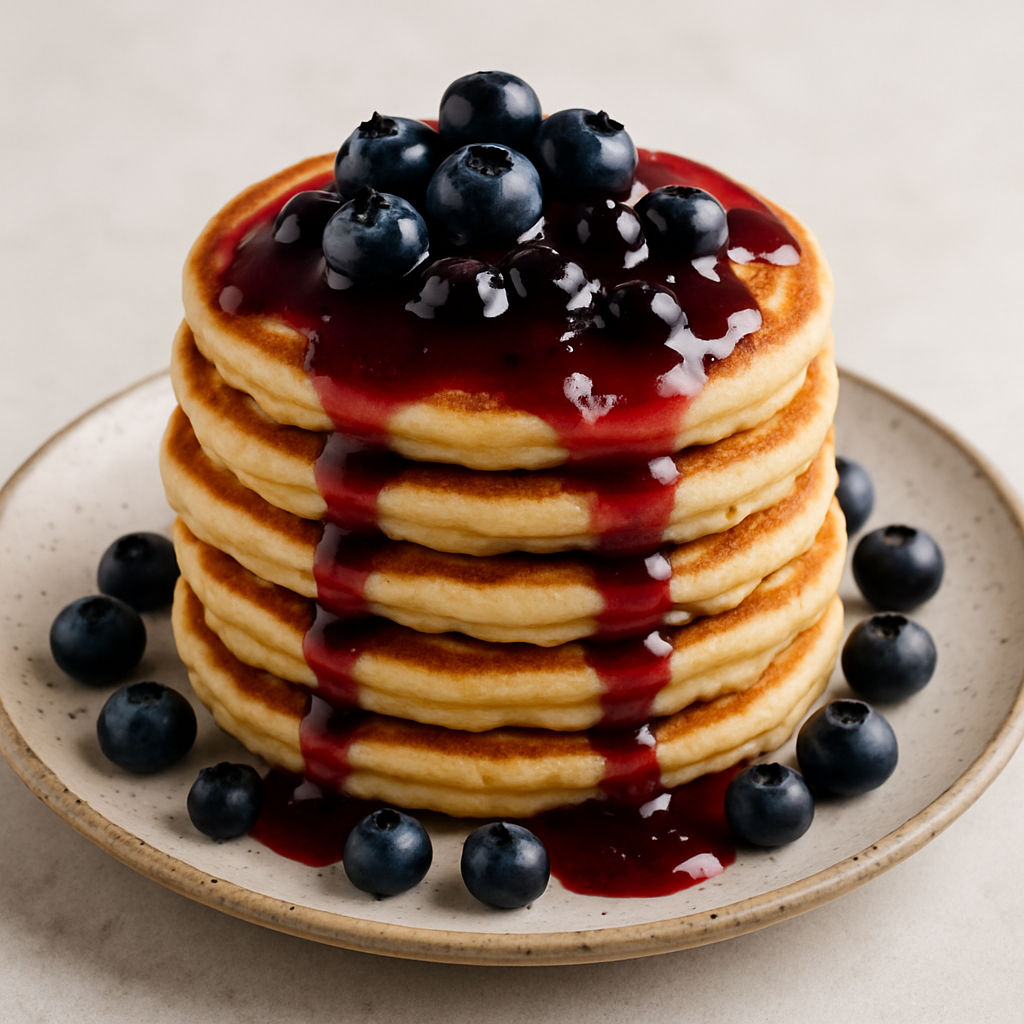 Blueberry Pancakes with Fresh Blueberry Syrup