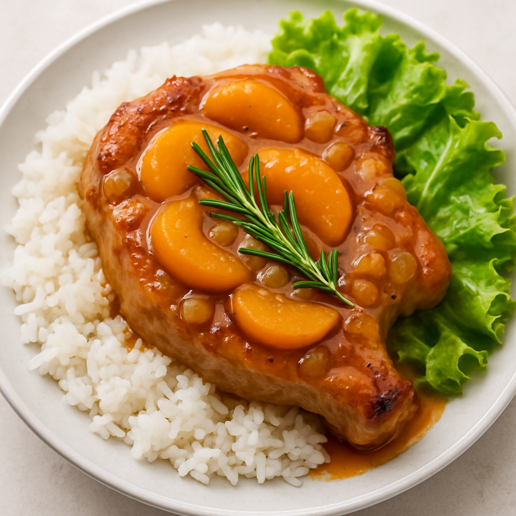 Slow Cooker Pork Chops with Peach Sauce