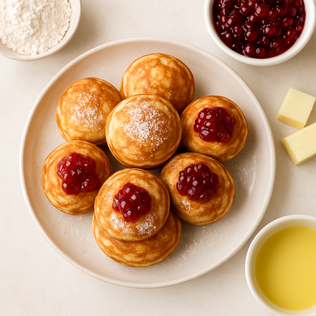 Ebelskivers (Danish Pancakes) With Lingonberry Jam