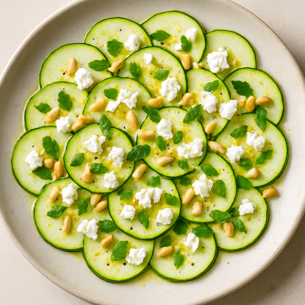 Zucchini Carpaccio with Feta and Pine Nuts