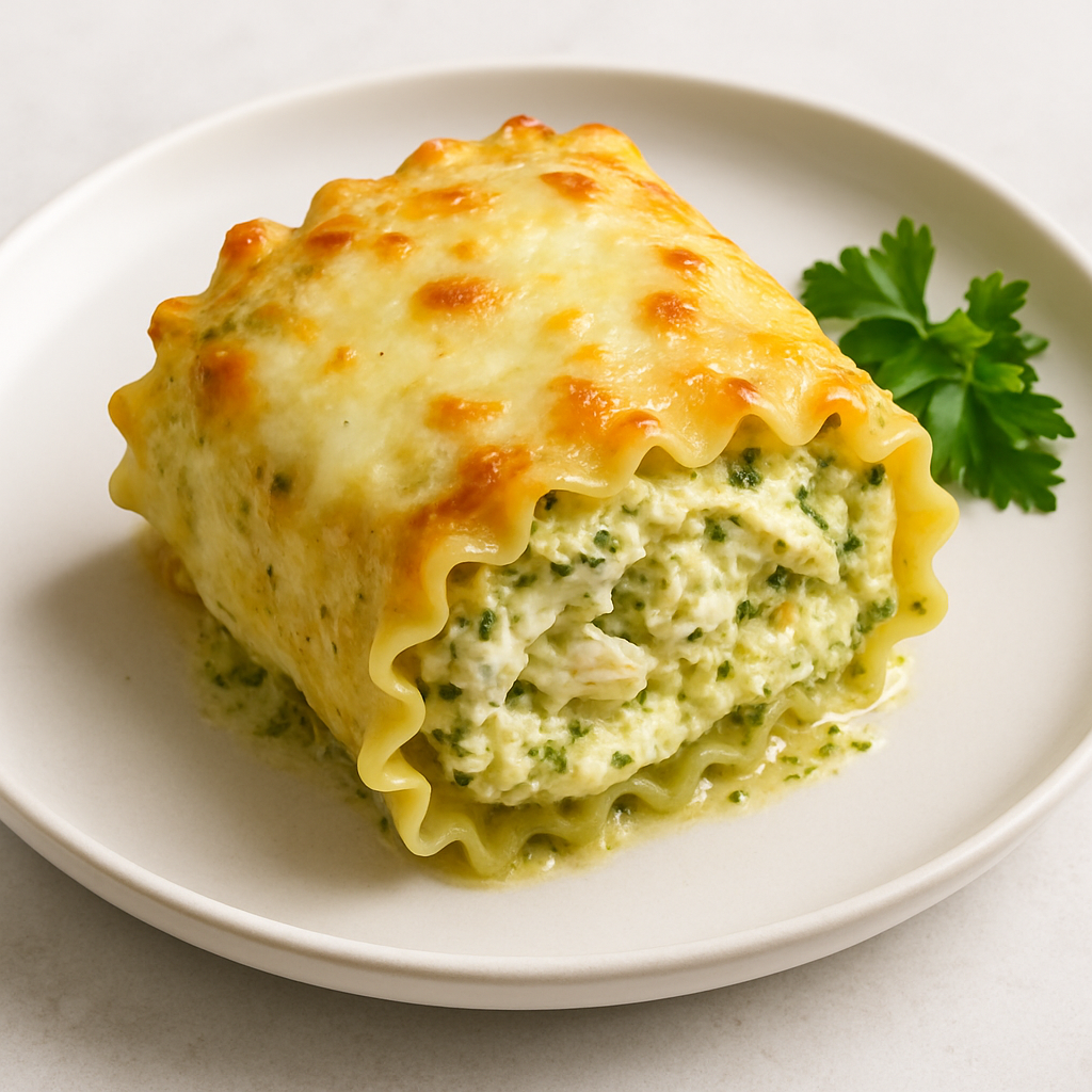 Chicken Pesto Lasagna Rollups