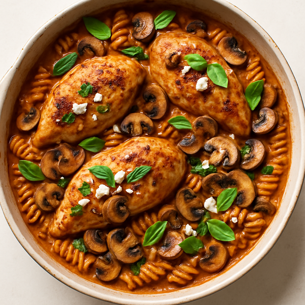 One-Pan Chicken with Creamy Sun-Dried Tomato Pesto Sauce
