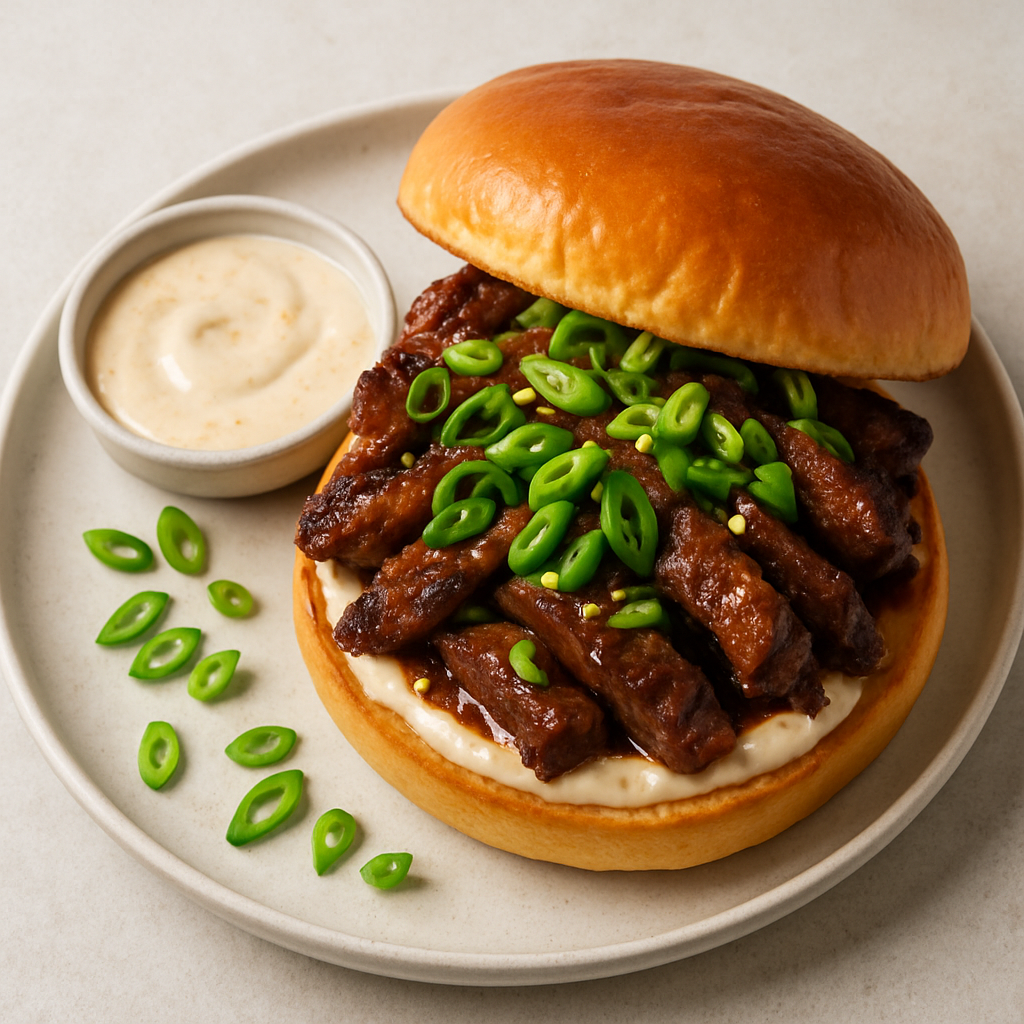 Korean-Style Oven Barbecued Beef Brisket Sandwich with Vanilla Chili Aioli