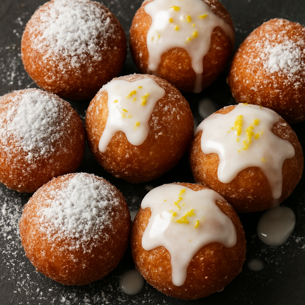 Ricotta Beignets with Lemon-Cardamom Sugar and Lemon Glaze