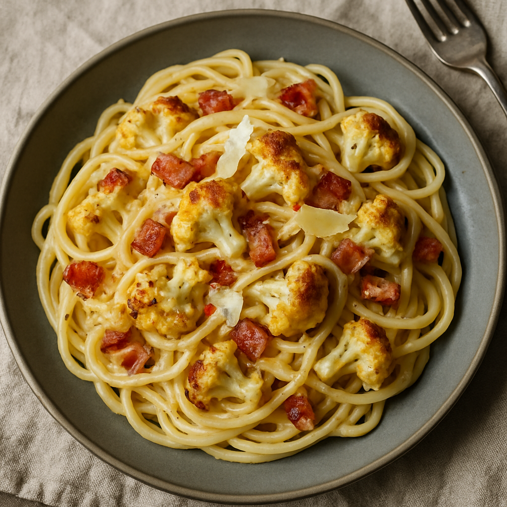Linguini with Roasted Cauliflower and Bacon