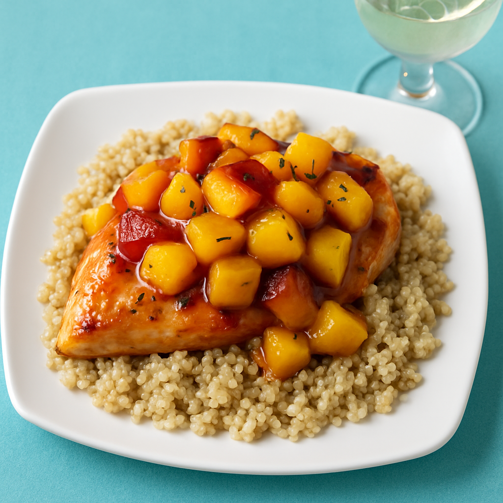 Peach Mango Grilled Chicken over Quinoa