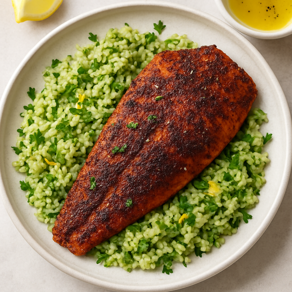 Blackened Fish with Green Rice