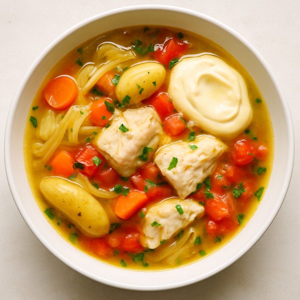 Estofado de Pescado en Olla Lenta con Papas Fingerling y Aioli