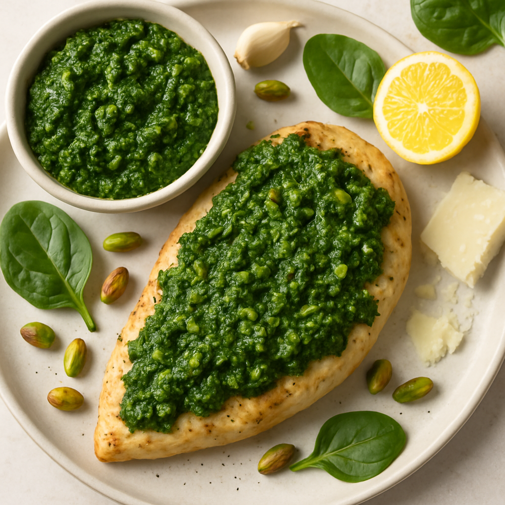 Pollo con Pesto de Espinacas