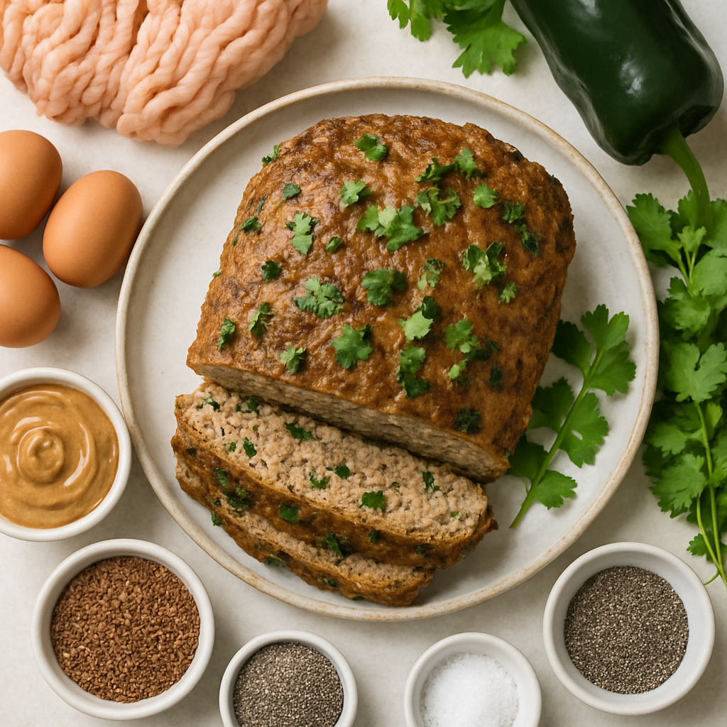 Whole30 Turkey Meatloaf with Poblano and Cilantro