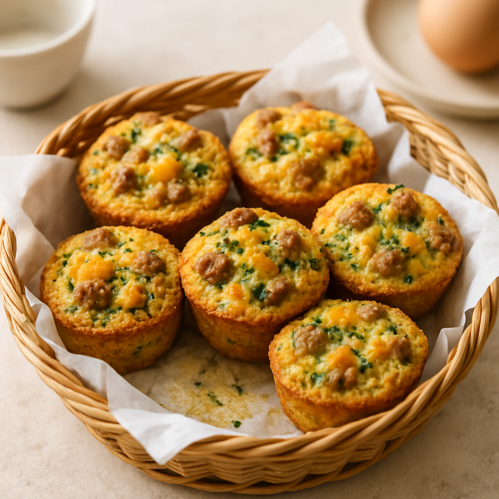 Magdalenas de Salchicha y Cheddar para el Desayuno