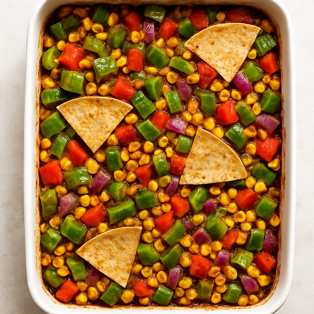 Healthy Mexican Casserole with Roasted Corn and Peppers