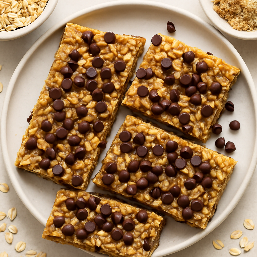 Chewy No-Bake Chocolate Chip Granola Bars