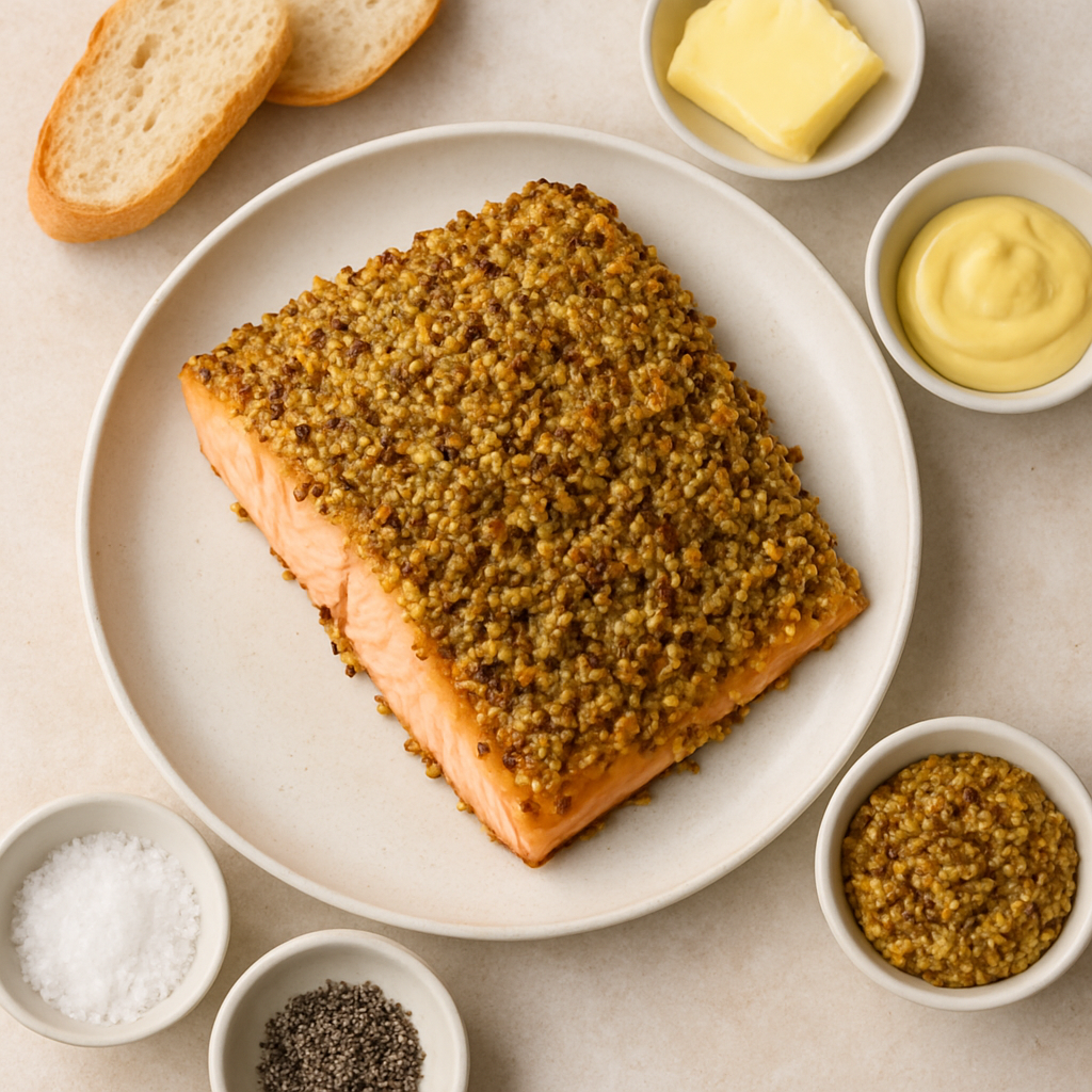 Salmón al Horno Crujiente con Mostaza Fácil