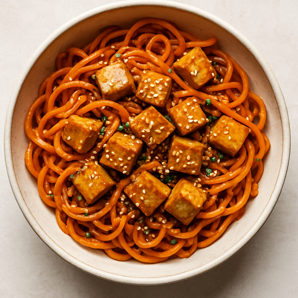 Sesame Tofu and Carrot Noodles