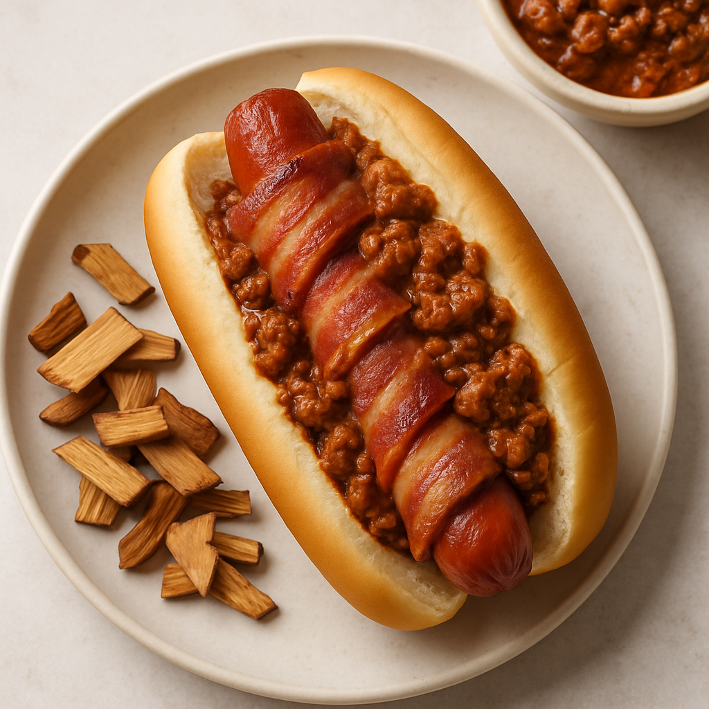 Bacon Wrapped Chili Dogs