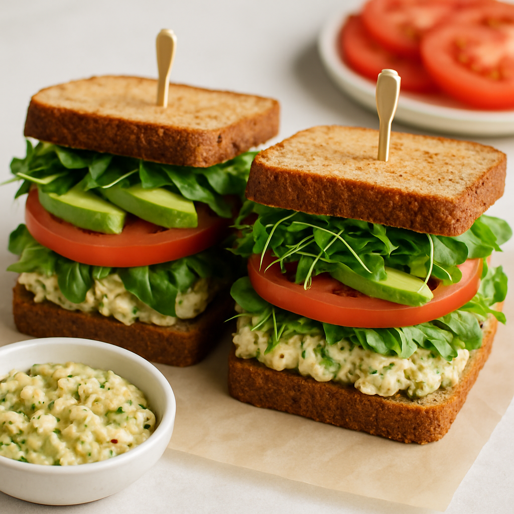 Sándwich de Frijoles Blancos y Aguacate con Hierbas Frescas