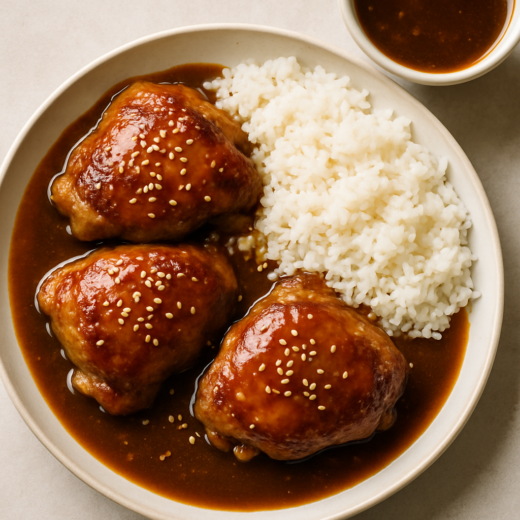 Muslos de Pollo con Soya y Sésamo con Salsa de Sartén