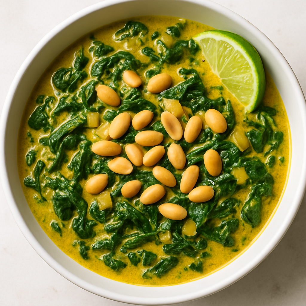 South African Curried Spinach with Peanuts