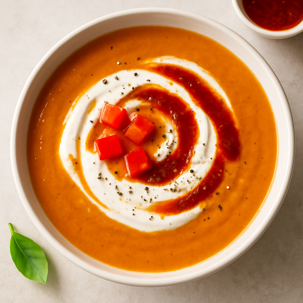 Sopa de Pimiento, Yogur y Harissa