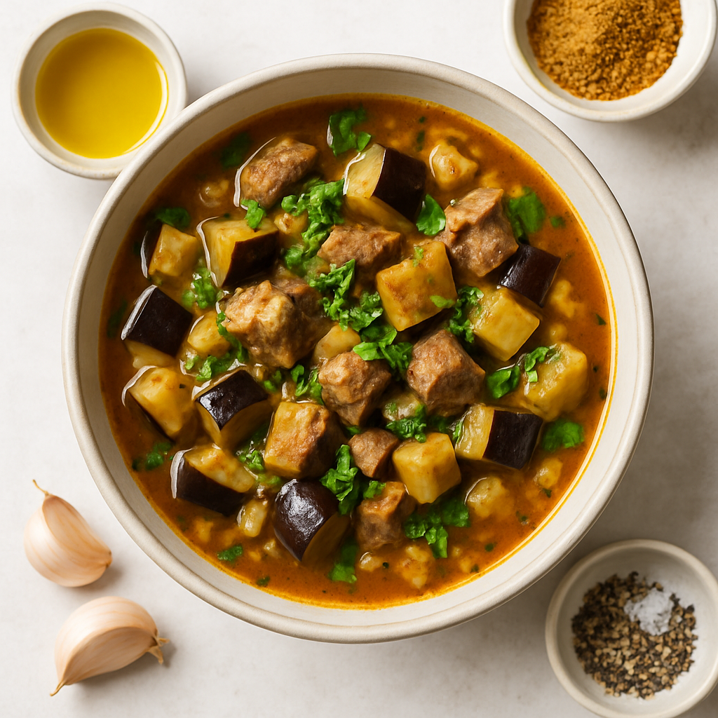 Mediterranean Eggplant Soup with Lamb