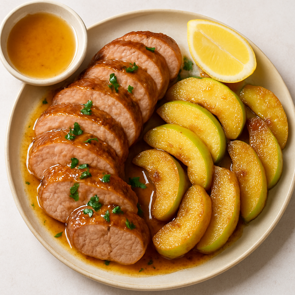 Glazed Pork Tenderloin with Sugared Apples