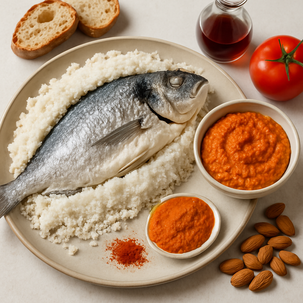 Fish Baked in Salt with Romesco Sauce