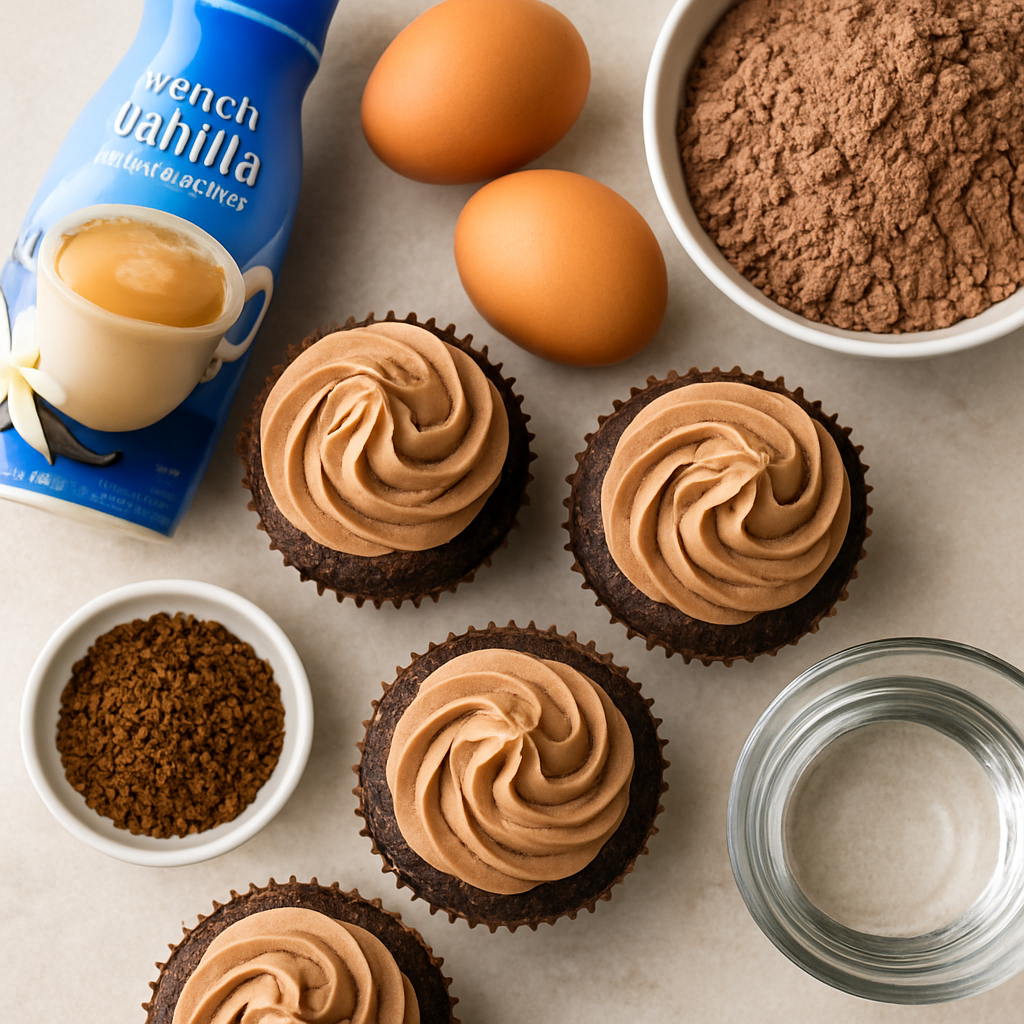 Cupcakes de Chocolate con Café y Vainilla Francesa