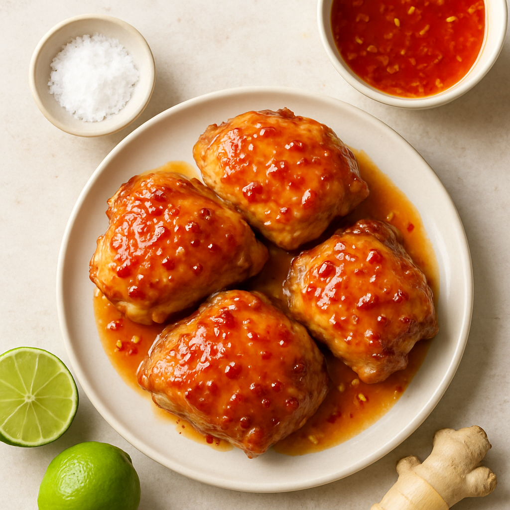 Muslos de Pollo Glaseados con Chile Dulce