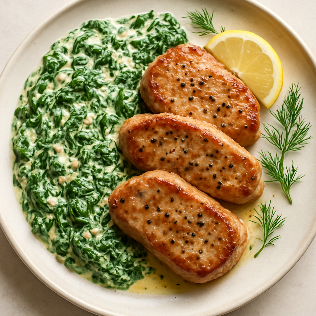 Pork Fillets With Creamed Spinach