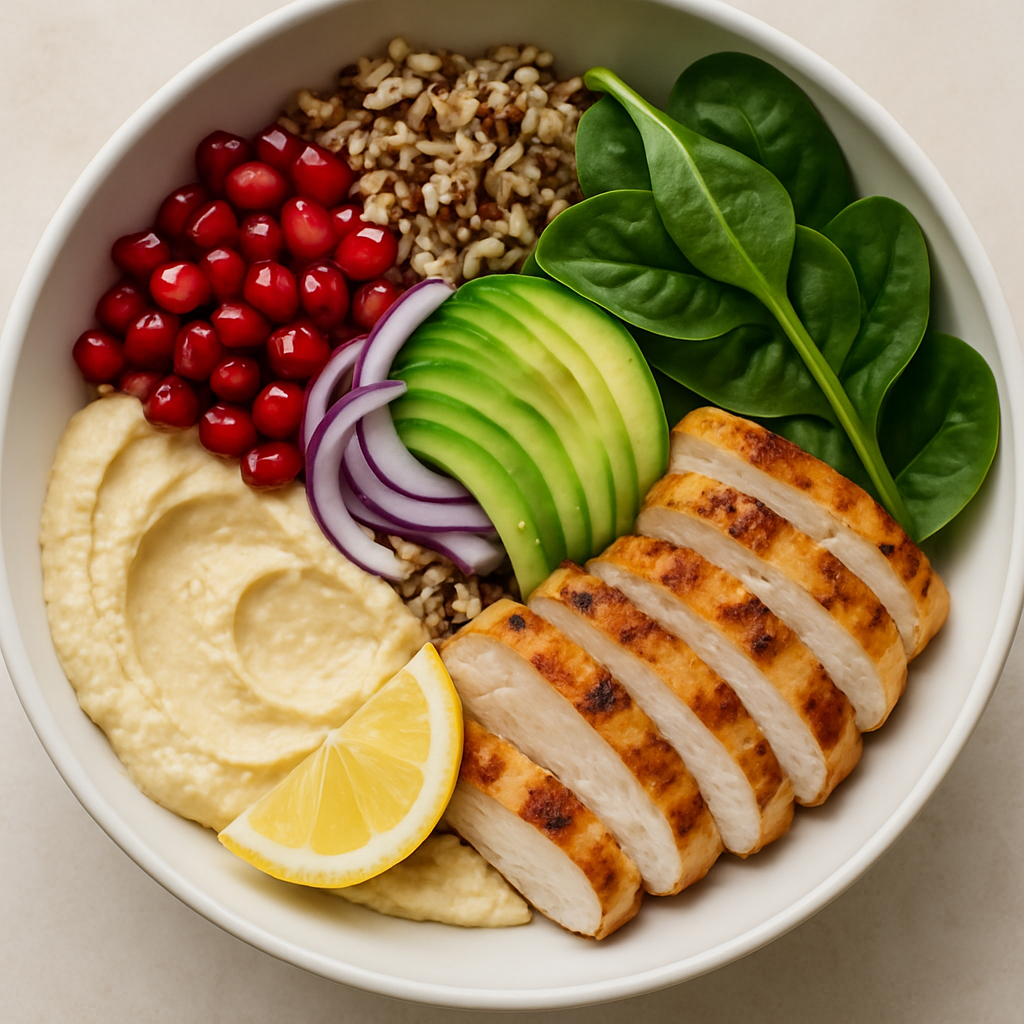 Quick Chicken Hummus Bowl