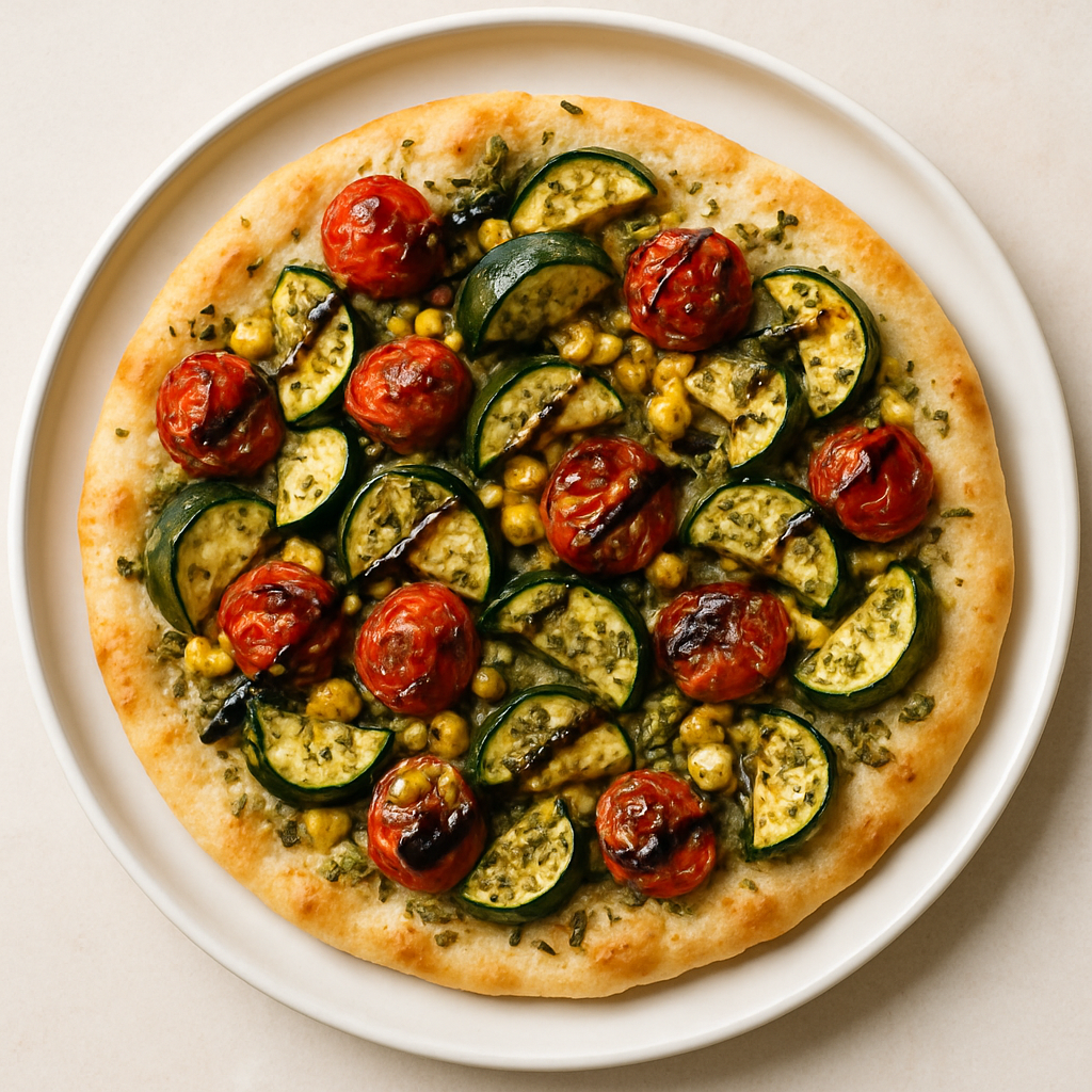 Herb Roasted Tomato and Zucchini Flatbread