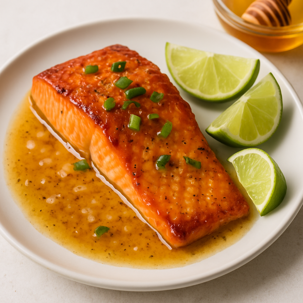 Honey Glazed Salmon with Brown Butter Lime Sauce
