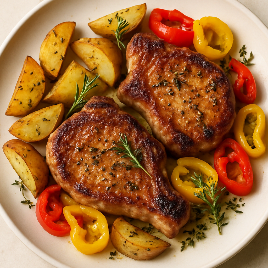 Pork Chops With Potatoes and Vinegar Peppers