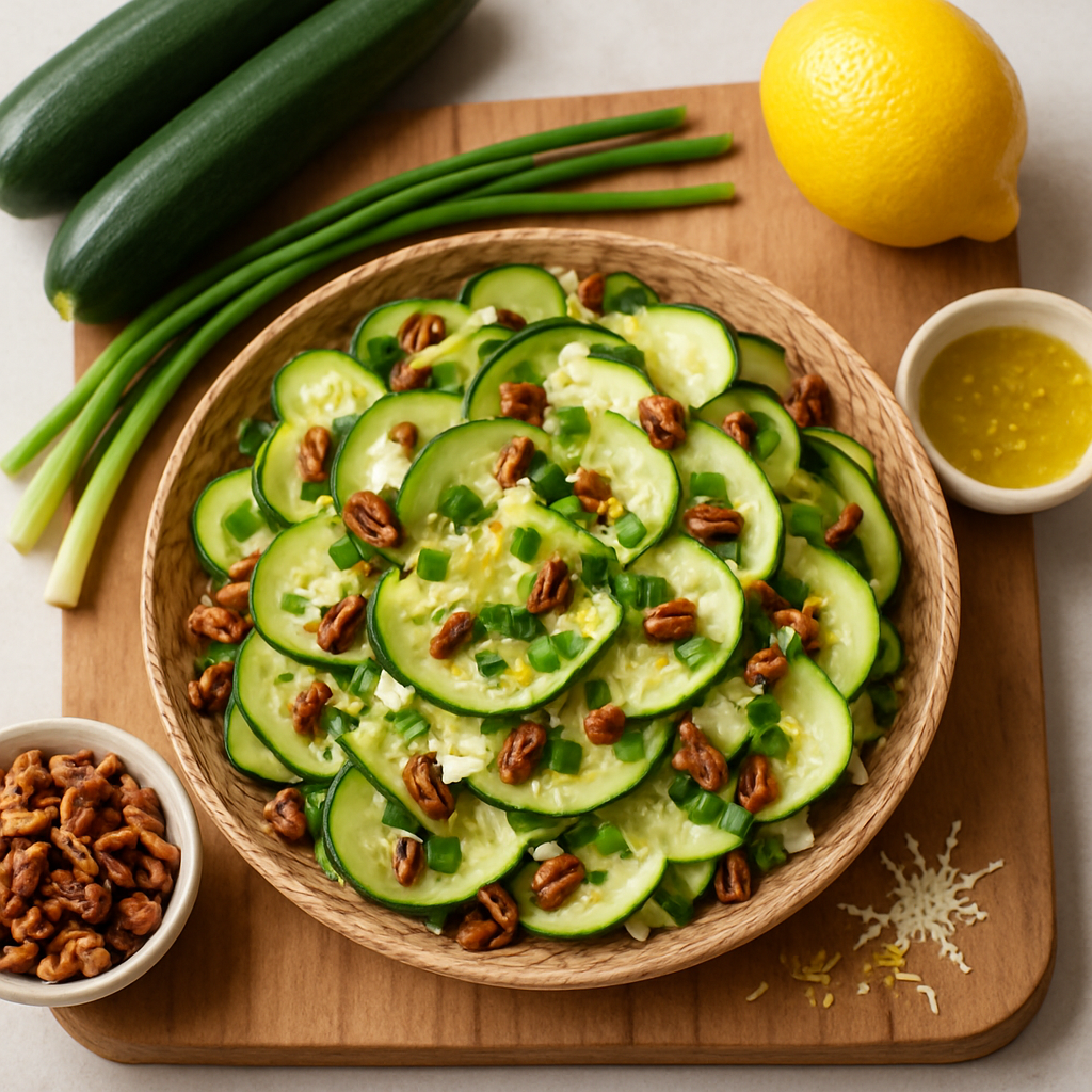 Zucchini Salad with Pecans and Sweet Lemon Vinaigrette