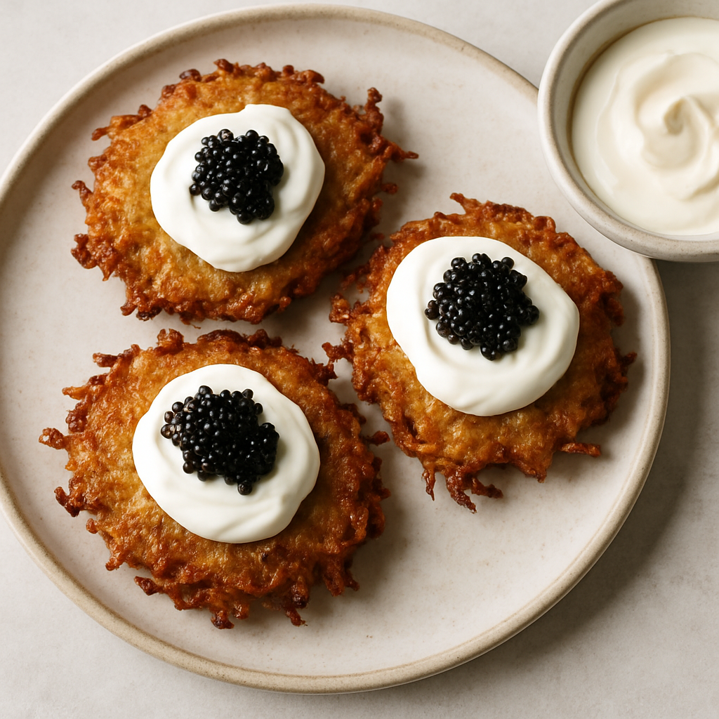 Latkes with Caviar and Cream