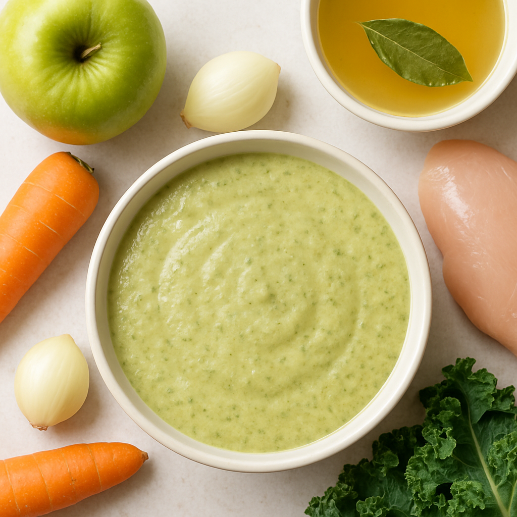 Puréed Chicken, Apple, and Kale