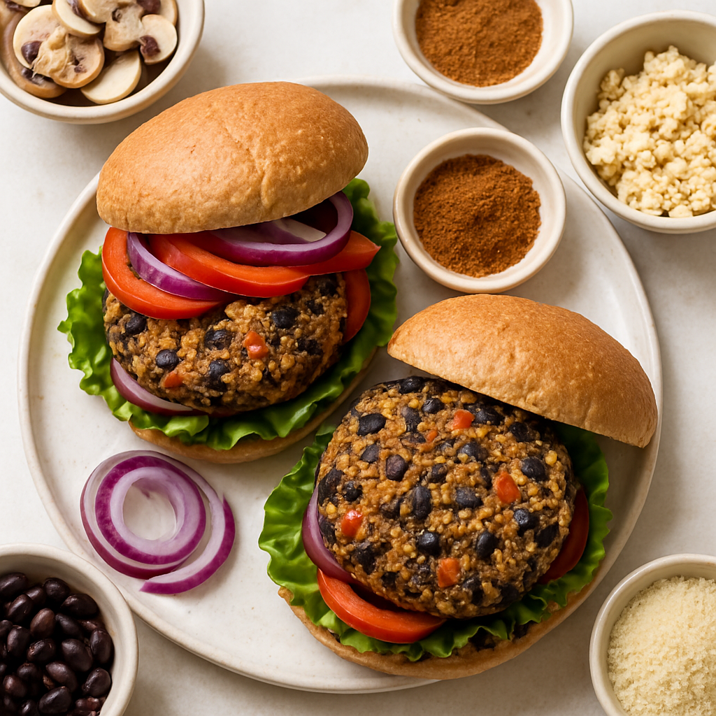 Indian Spiced Black Bean and Tofu Burgers