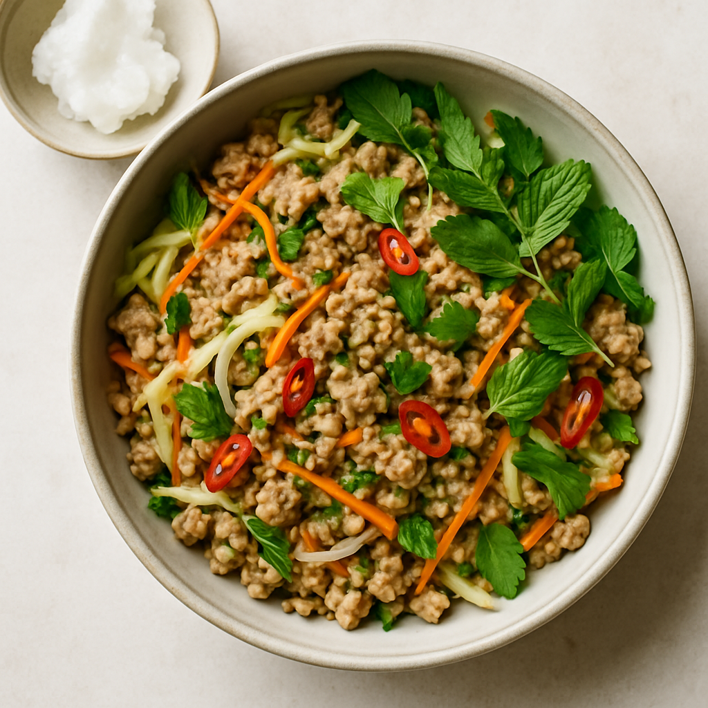 Spicy Pork Larb With Vegetables & Herbs