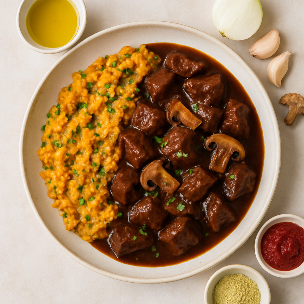 Estofado de Res con Vinagre Balsámico y Puré de Verduras