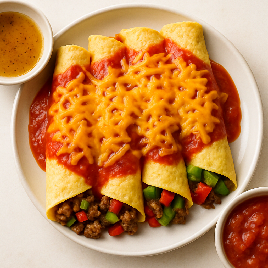 Enchiladas de Carne Molida con Queso Cheddar