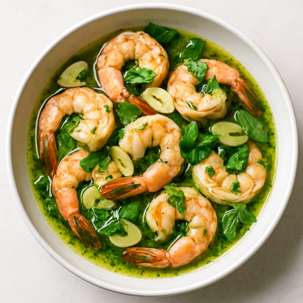 Shrimp with Garlic and Basil Oil