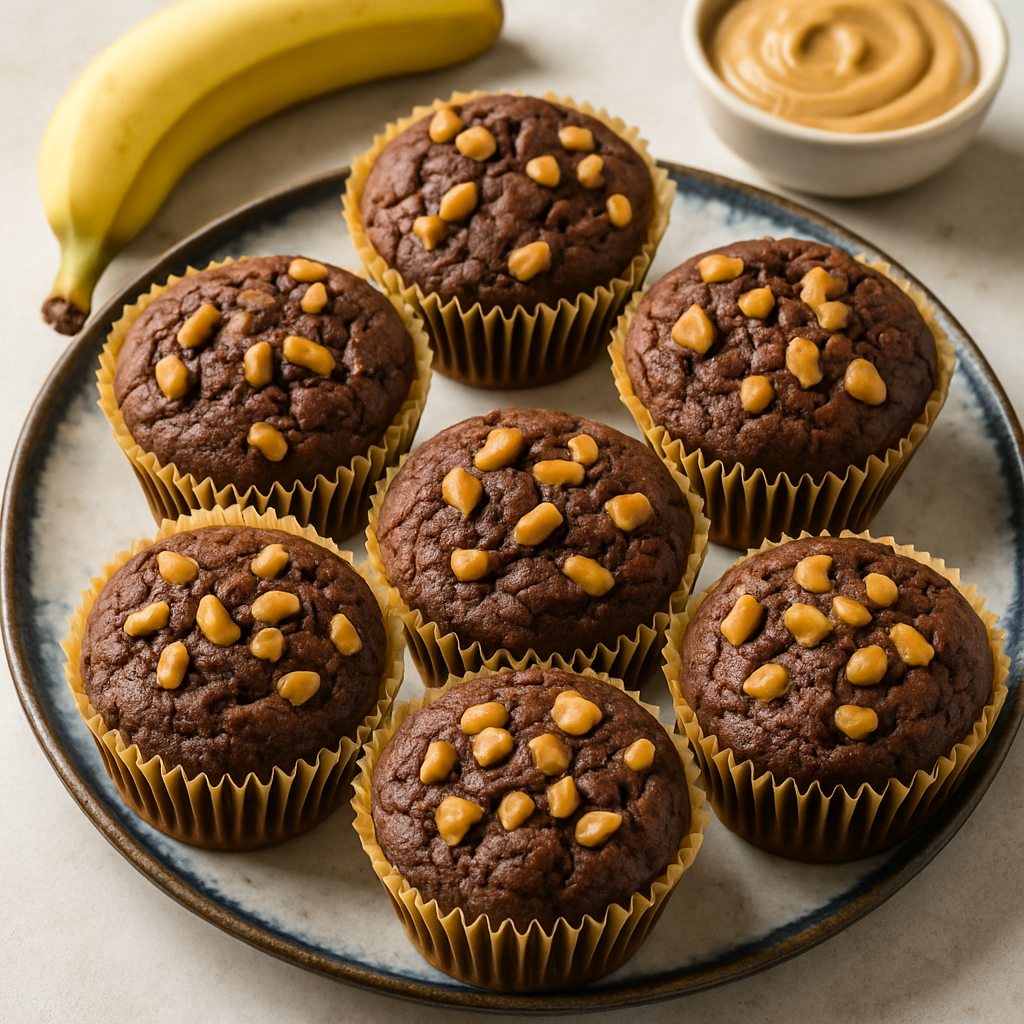 Chocolate Banana Peanut Butter Muffins