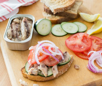 Sardine, Cucumber, and Tomato Sandwich